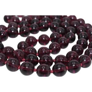 Vintage Purple Glass Bead Necklace Hand Knotted 30” No Clasp Long Strand